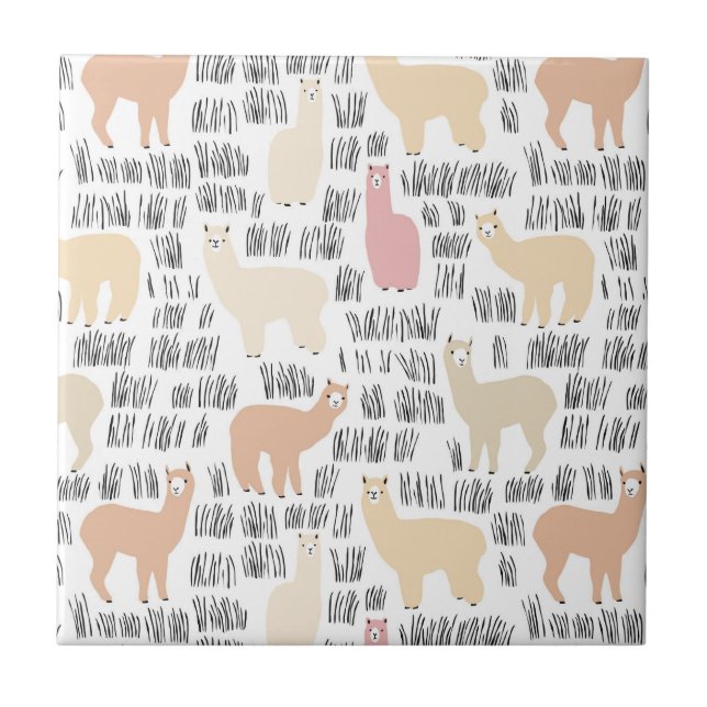 Flock Of Alpacas Pattern Tile (Front)
