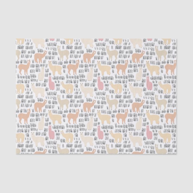 Flock Of Alpacas Pattern Tissue Paper (Front)
