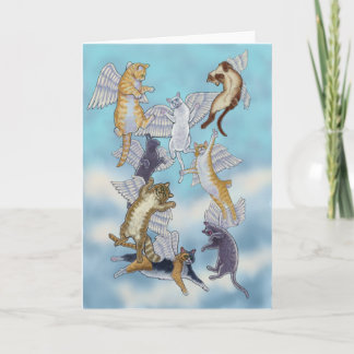 Flock of Angel Cats by Rachel Armington Holiday Card