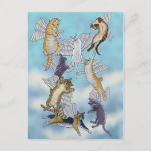 Flock of Angel Cats Postcard