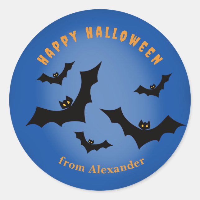 Flock of Bats personalised  Classic Round Sticker (Front)