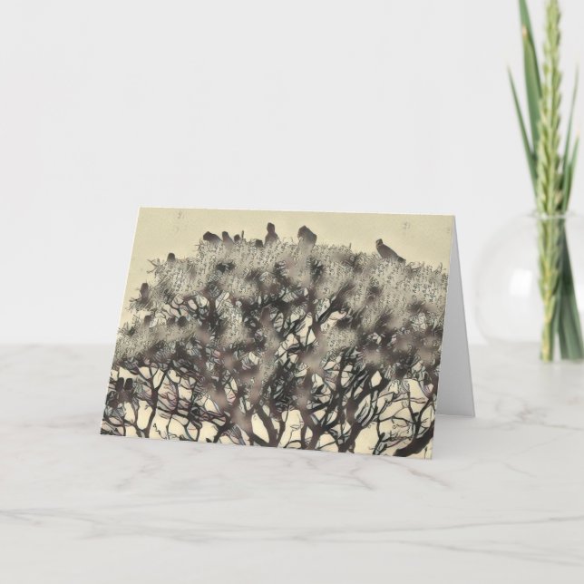 Flock of birds in a tree card (Front)