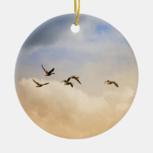 Flock of Birds in Flight Ceramic Tree Decoration