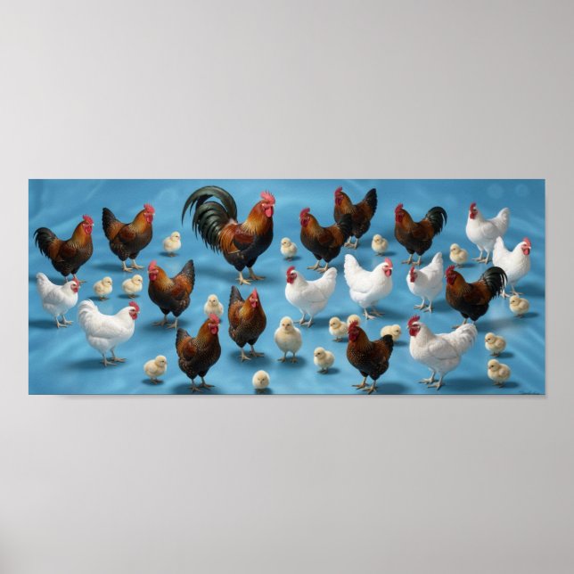 Flock of Chicks and Cockerels Poster (Front)