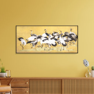 Flock of Cranes (right side) by Ishida Yutei Canvas Print