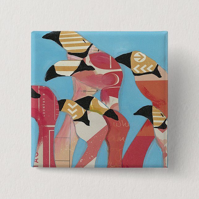 Flock of Flamingos 15 Cm Square Badge (Front)