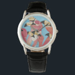 Flock of Flamingos Watch<br><div class="desc">"Flock of Flamingoes II" by Jennifer Rutledge. Features a group of flamingos with varying textures applied.</div>