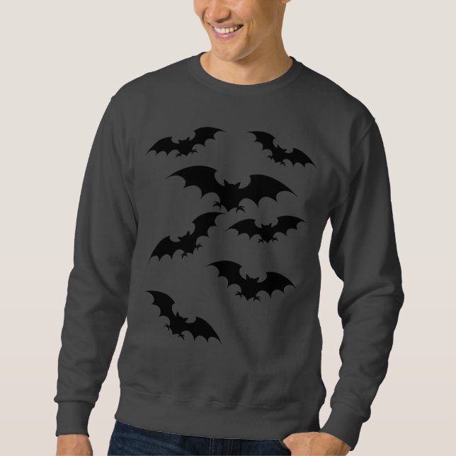 Flock of Flying Bats Trendy Halloween Sweatshirt (Front)