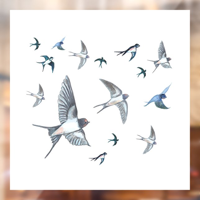 Flock Of Flying Swallow Birds Illustration (Sheet 2)