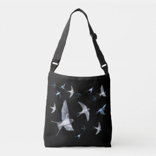 Flock Of Flying Swallow Birds Illustration Crossbody Bag