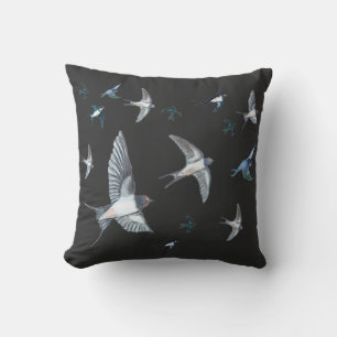 Flock Of Flying Swallow Birds Illustration Cushion