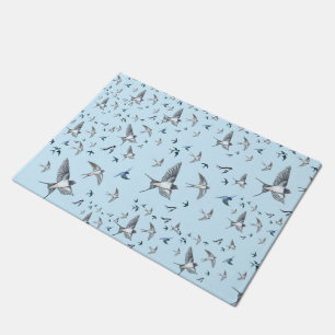 Flock Of Flying Swallow Birds Illustration Doormat