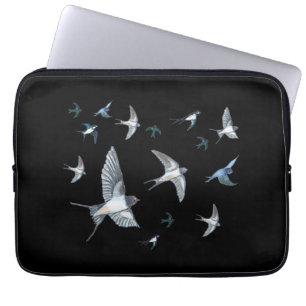 Flock Of Flying Swallow Birds Illustration Laptop Sleeve