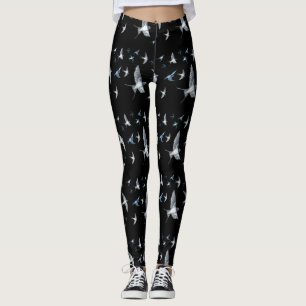 Flock Of Flying Swallow Birds Illustration Leggings