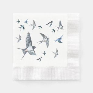 Flock Of Flying Swallow Birds Illustration Napkin