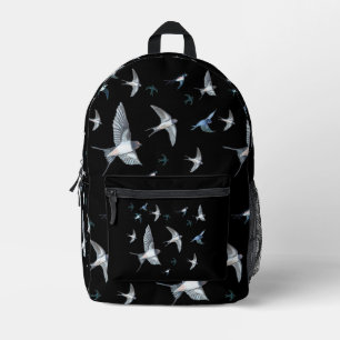 Flock Of Flying Swallow Birds Illustration Printed Backpack