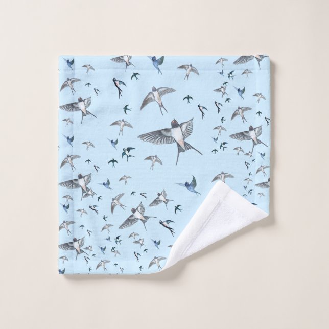 Flock Of Flying Swallow Birds Illustration Wash Cloth (Wash Cloth)