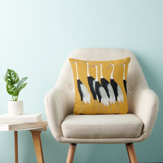 Flock of Japanese Cranes  Cushion (Chair)