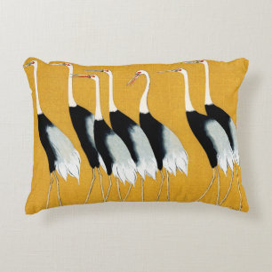 FLOCK OF JAPANESE CRANES DECORATIVE CUSHION