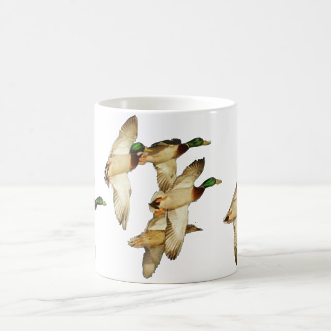 Flock of Mallards in Flights- Ducks Coffee Mug (Center)
