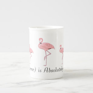 Flock of Pink Flamingos Custom Name Bone China Mug