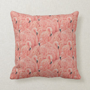 Flock of pink flamingos pillow