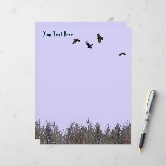 Flock of Ravens Custom Letterhead (Front/Back In Situ)