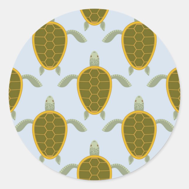 Flock Of Sea Turtles Pattern Classic Round Sticker (Front)