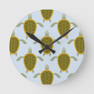 Flock Of Sea Turtles Pattern Round Clock