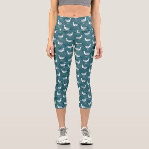 Flock of Seagulls Nautical Bird Capri Leggings