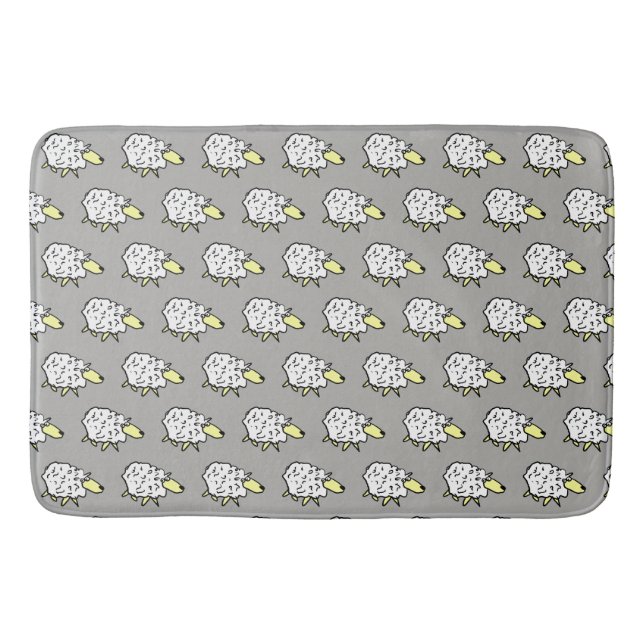 Flock of Sheep Design on a Bath Mat (Front)