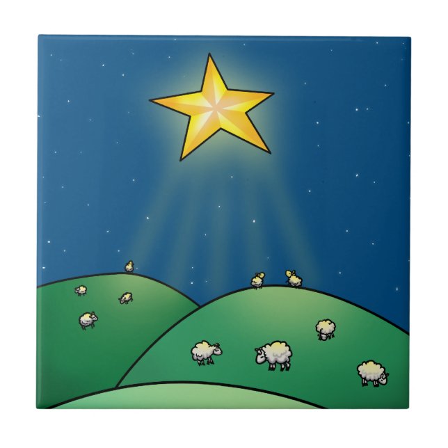 Flock of Sheep under Christmas Star Tile (Front)