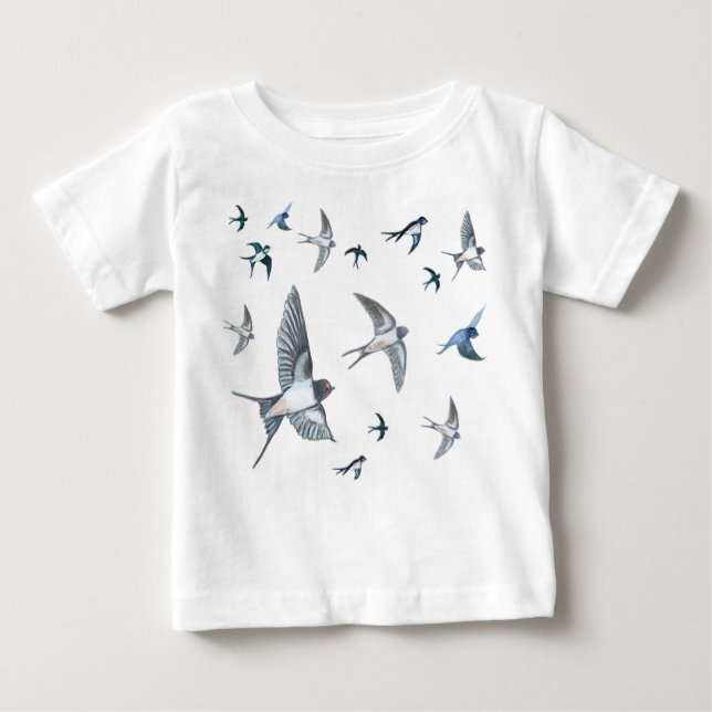 Flock of swallow birds flying Baby T-Shirt (Front)