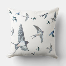 Flock of swallow birds flying