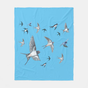 Flock of swallow birds flying Fleece Blanket