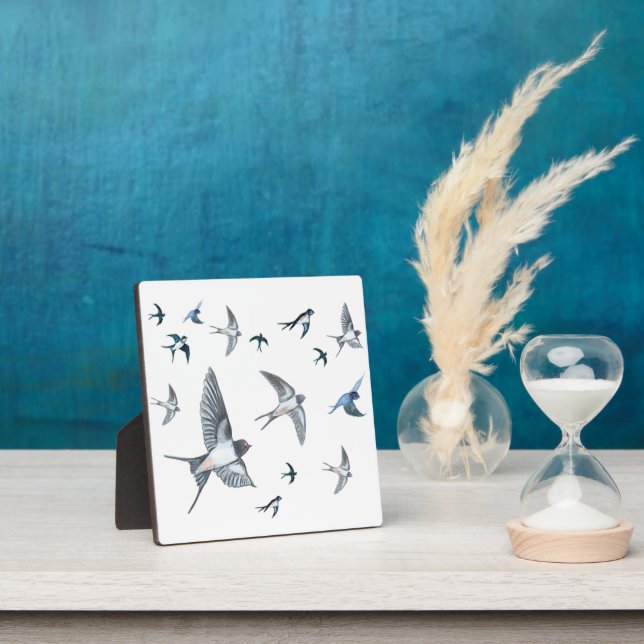 Flock of swallow birds flying plaque (Insitu)