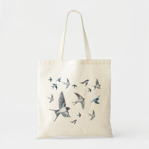 Flock of swallow birds flying Tote Bag