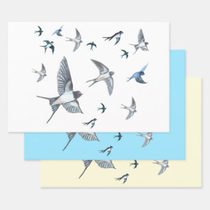  Flock of swallows flying Wrapping Paper Sheet