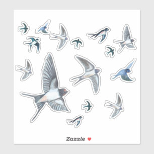 Flock of Swallows in Flight