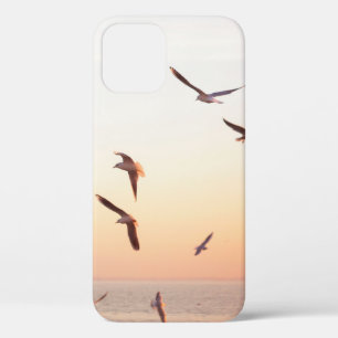 FLOCK OF WHITE-AND-BROWN BIRDS iPhone 12 CASE