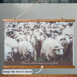 Flock of white & black sheep hanging tapestry