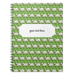 Flock Of Woolly White Sheep Pixel Art Pattern Notebook