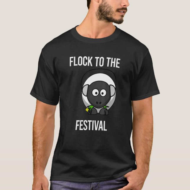 Flock To The Festival Sheep  Joke Headphone Design T-Shirt (Front)