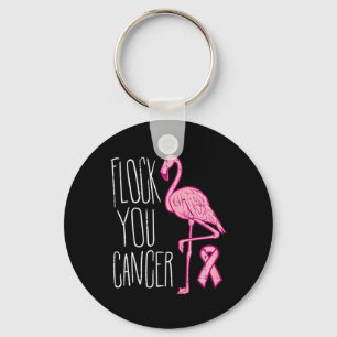 Flock You Breast Cancer Flamingo Pink Ribbon Aware Key Ring