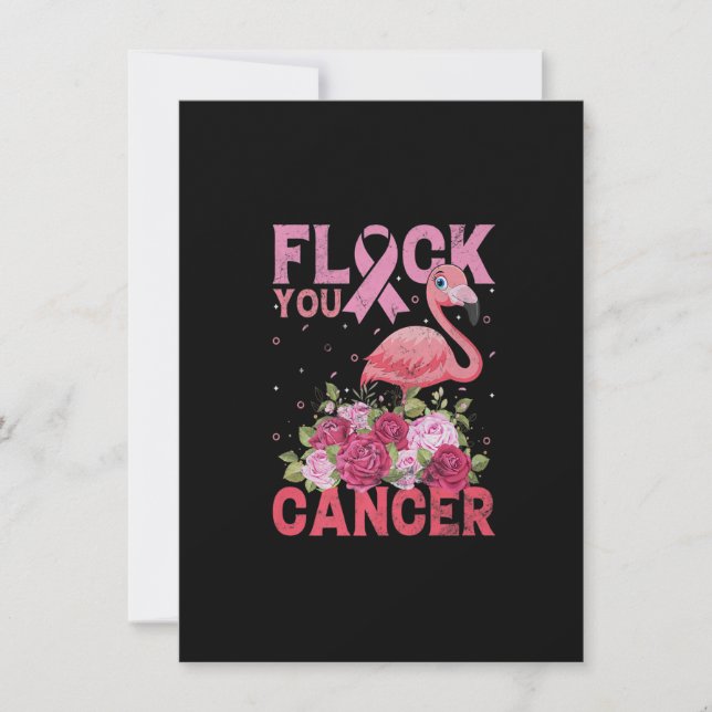 Flock You Cancer Pink Ribbon Flamingo Breast Cance Invitation (Front)