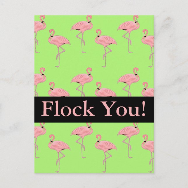 Flock You Pink Flamingo Flocking Party Invitation Postcard (Front)