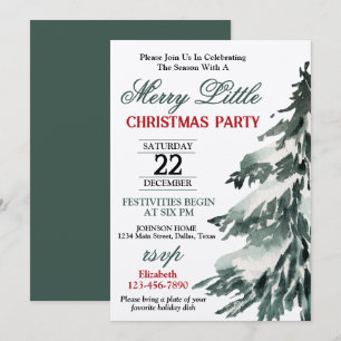 Flocked Christmas Tree Party Invitation