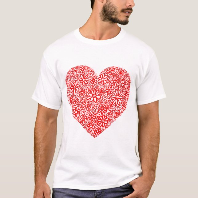 Flocked Heart - Customised T-Shirt (Front)