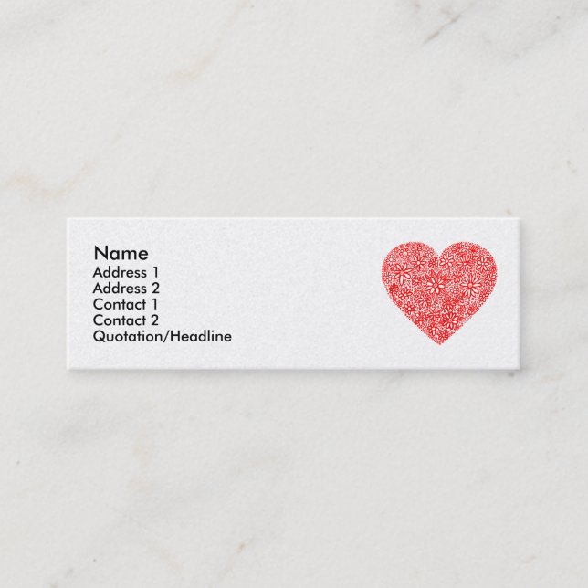 Flocked Heart - Gold Mini Business Card (Front)