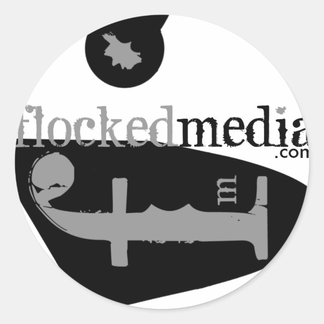 Flocked Media Grey Side Logos Classic Round Sticker (Front)